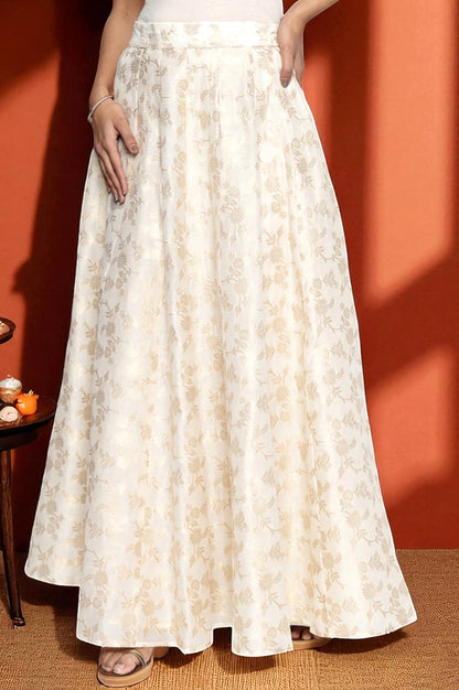 Cream Yarn Dyed Printed Jacquard BD Skirt