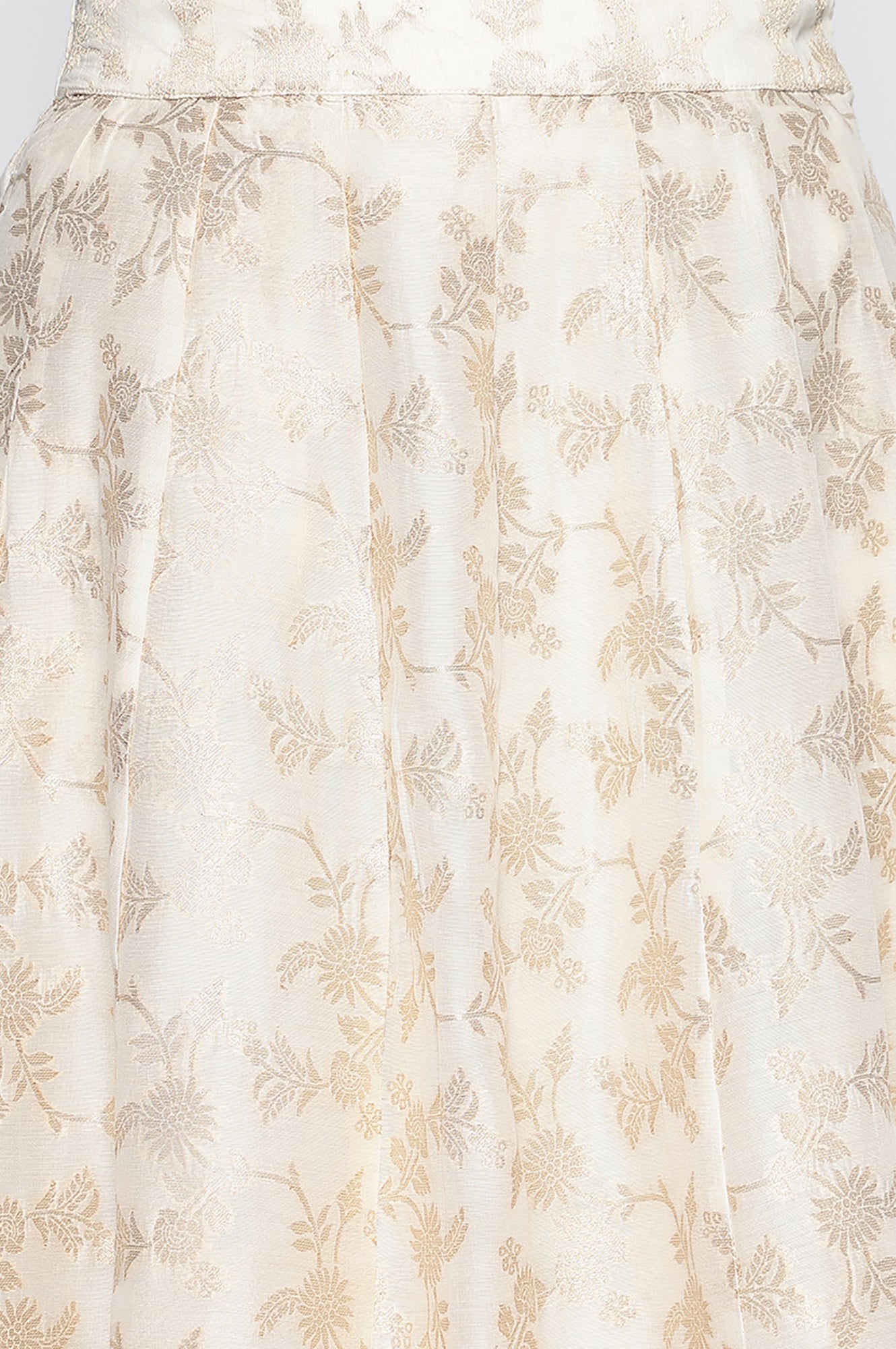 Cream Yarn Dyed Printed Jacquard BD Skirt