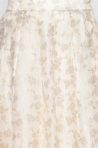 Cream Yarn Dyed Printed Jacquard BD Skirt