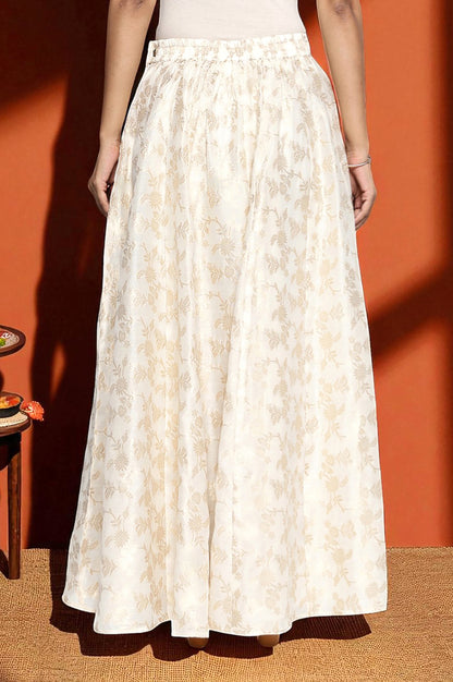 Cream Yarn Dyed Printed Jacquard BD Skirt