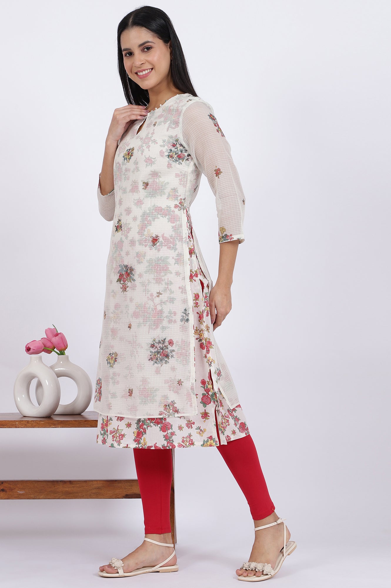 Red Solid Cotton Lycra Tights