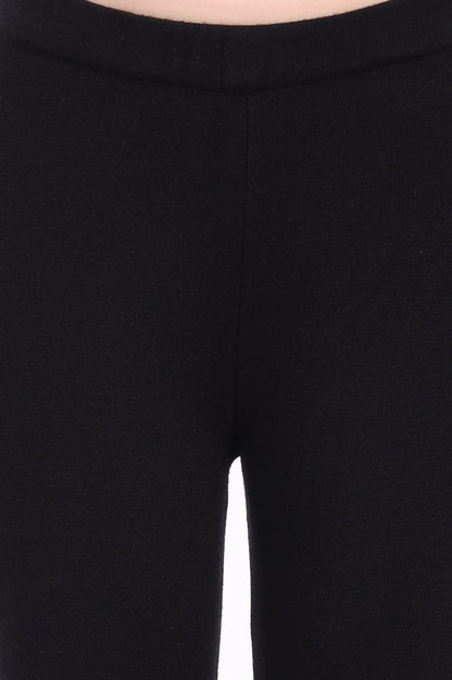 Black Solid Straight Pant
