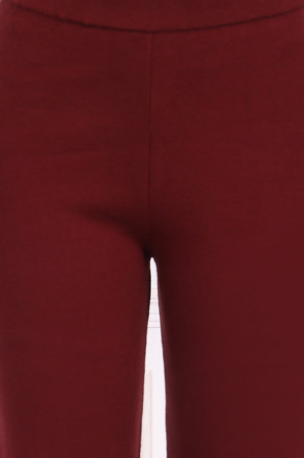 Maroon Solid Straight Pant