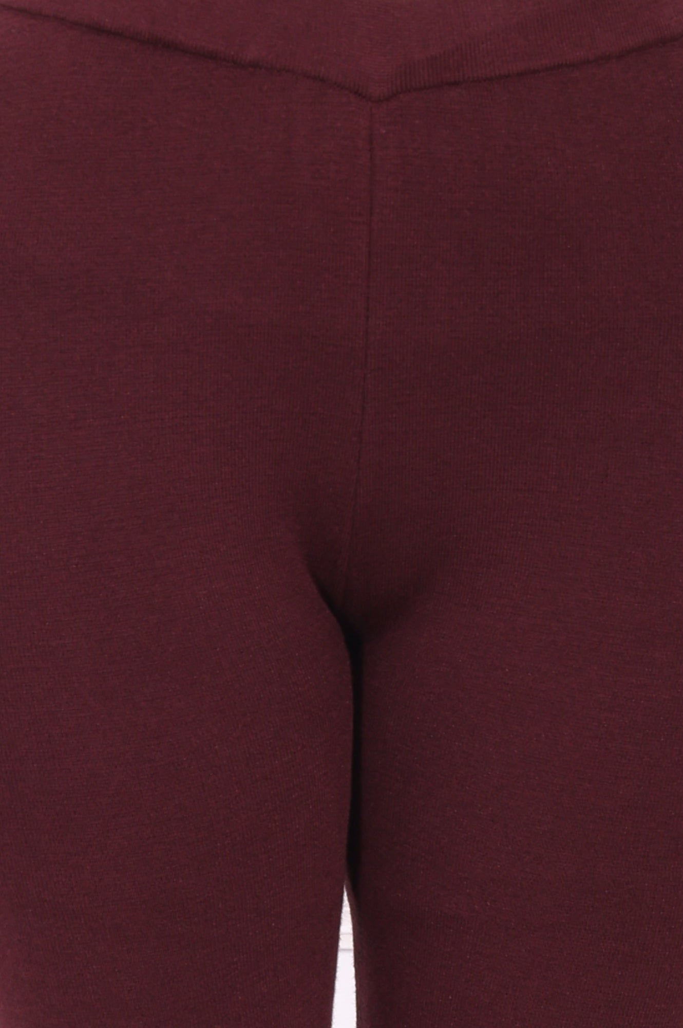 Maroon Solid Blend Ankle Length Slim Fit Straight Pants