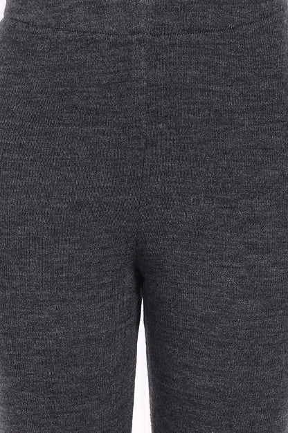 Grey Solid Acrylic Winter Legging