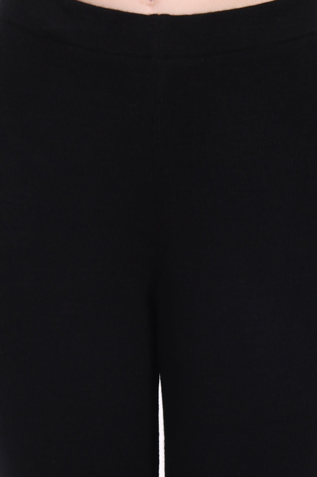 Black Solid Acrylic Winter Legging