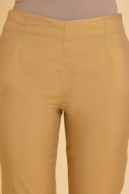 Beige Embroidered Slim Fit Rayon Culottes