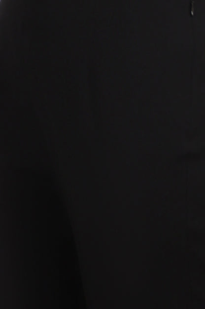 Black Solid Cotton Flax Slim Pants with Lace