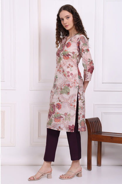 Purple Solid Ankle Length Rayon Straight Pants