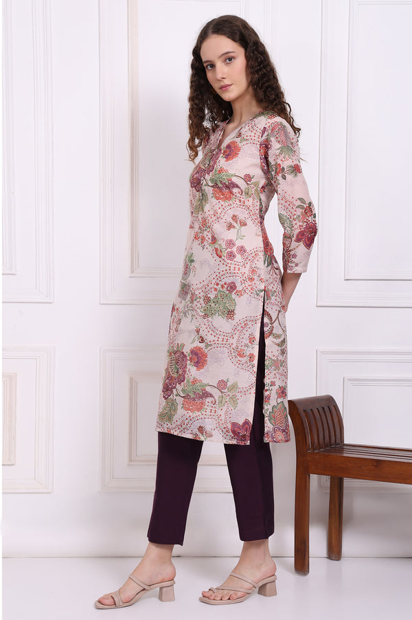 Purple Solid Ankle Length Rayon Straight Pants