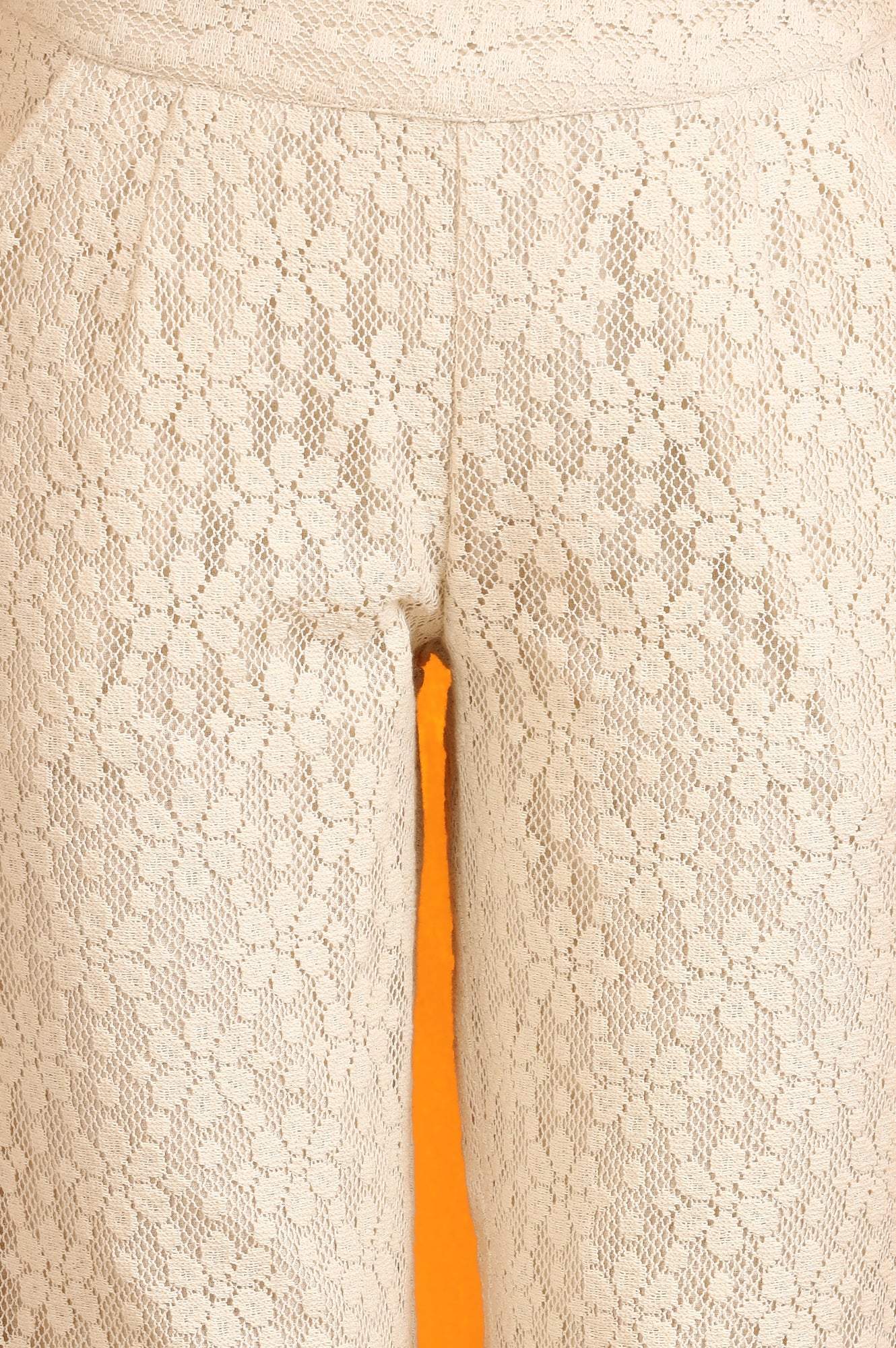 Off-White Cotton Lace Trouser Pants