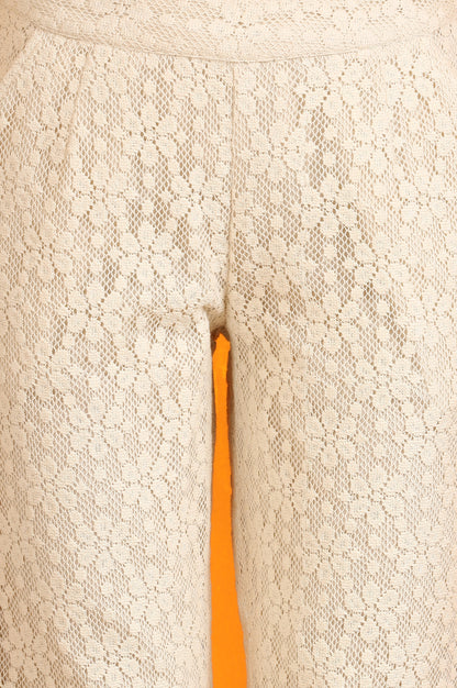 Off-White Cotton Lace Trouser Pants