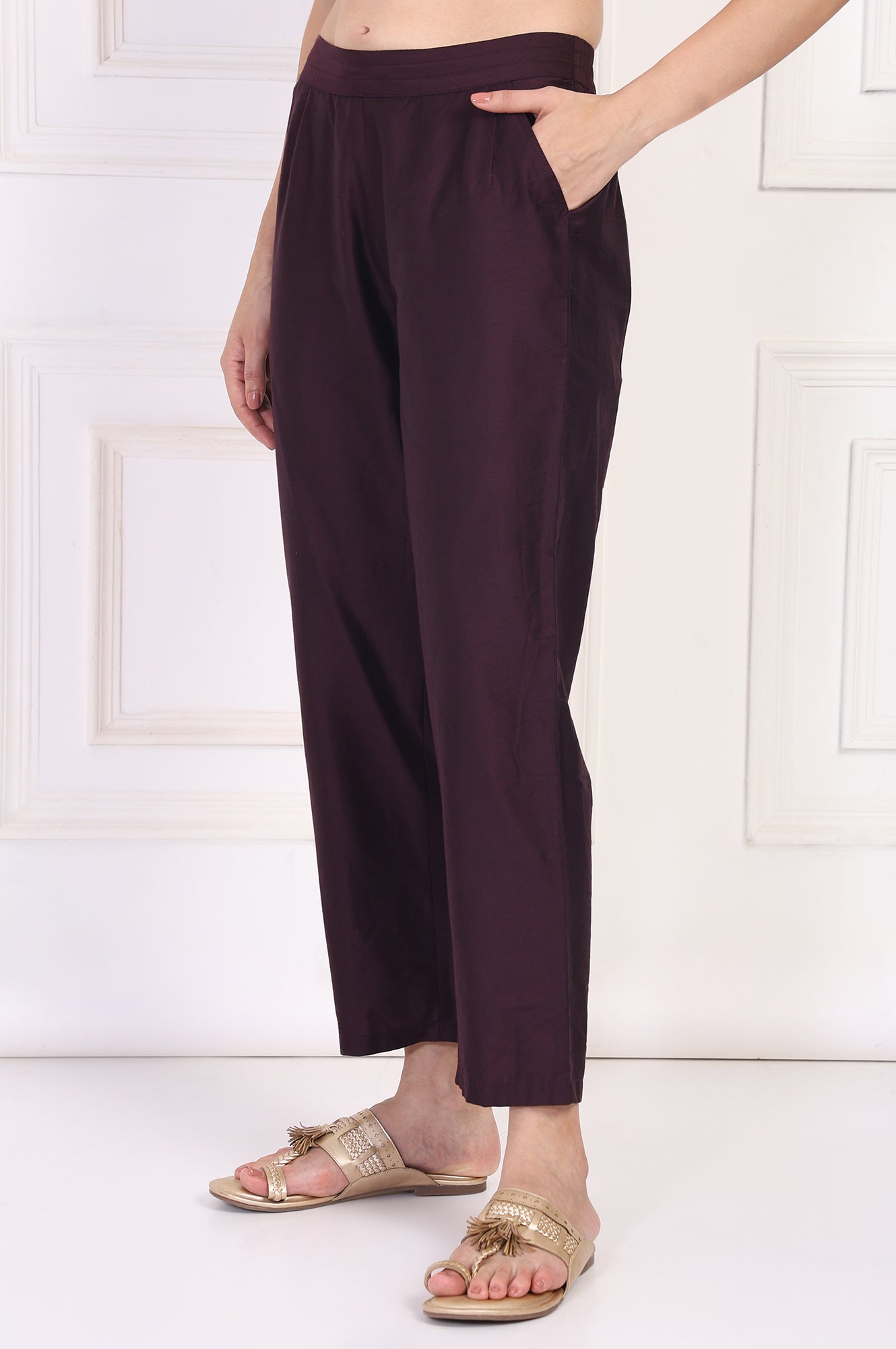 Wine Straight Rayon Pant