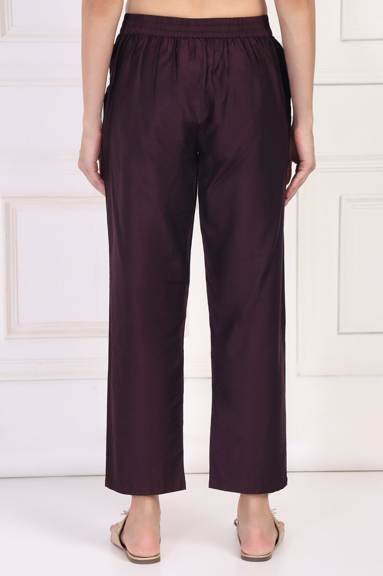 Wine Straight Rayon Pant