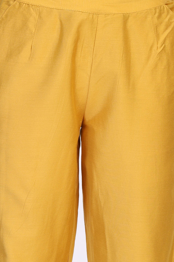 Yellow Solid Straight Pant