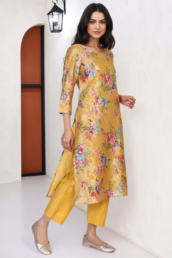 Yellow Solid Straight Pant