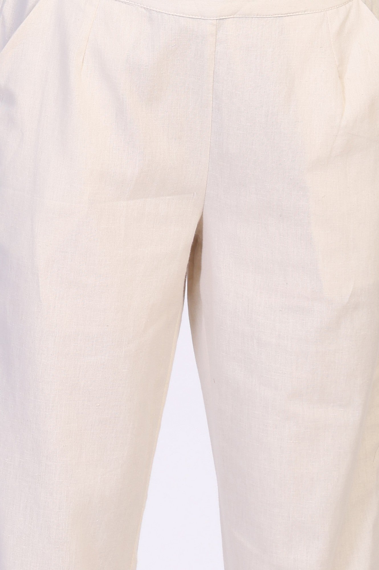 Off-White Embroidered Cropped Cotton Straight Pant