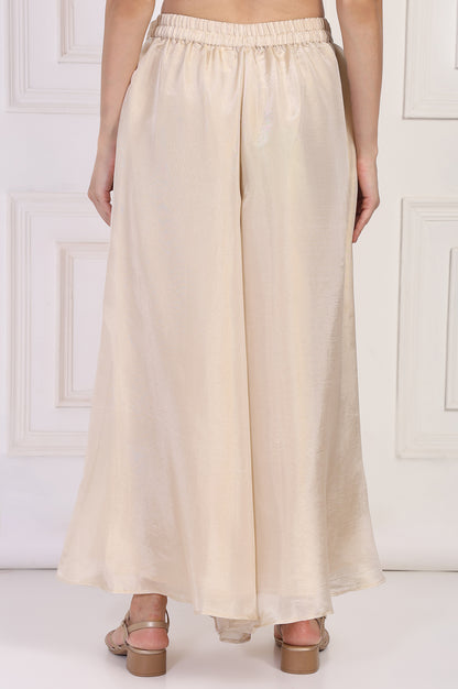 Cream Textured Flared Tissue Pant