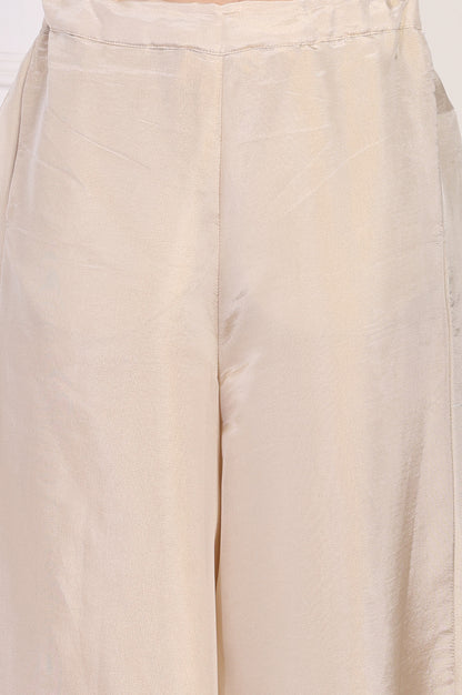 Cream Textured Flared Tissue Pant