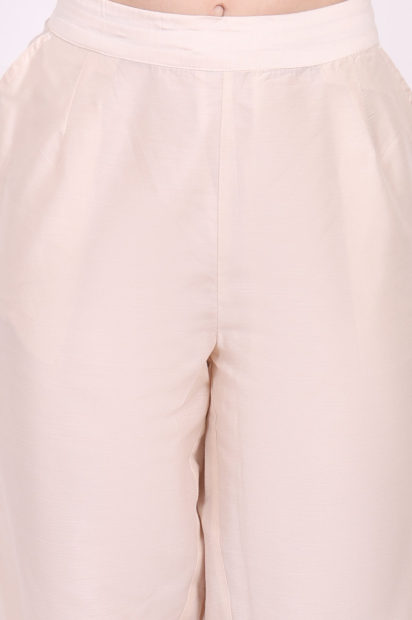 Off-White Embroidered Cropped Rayon Straight Pant