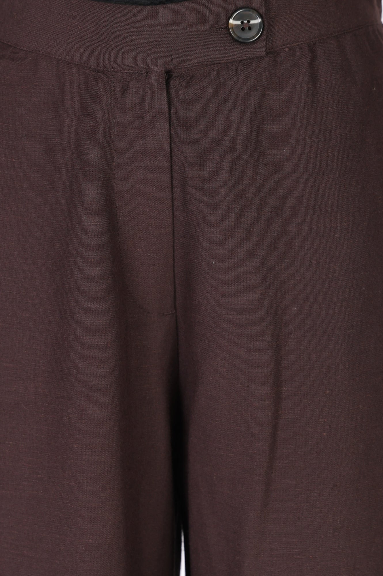 Brown Solid Wide Leg Ankle Length Pants