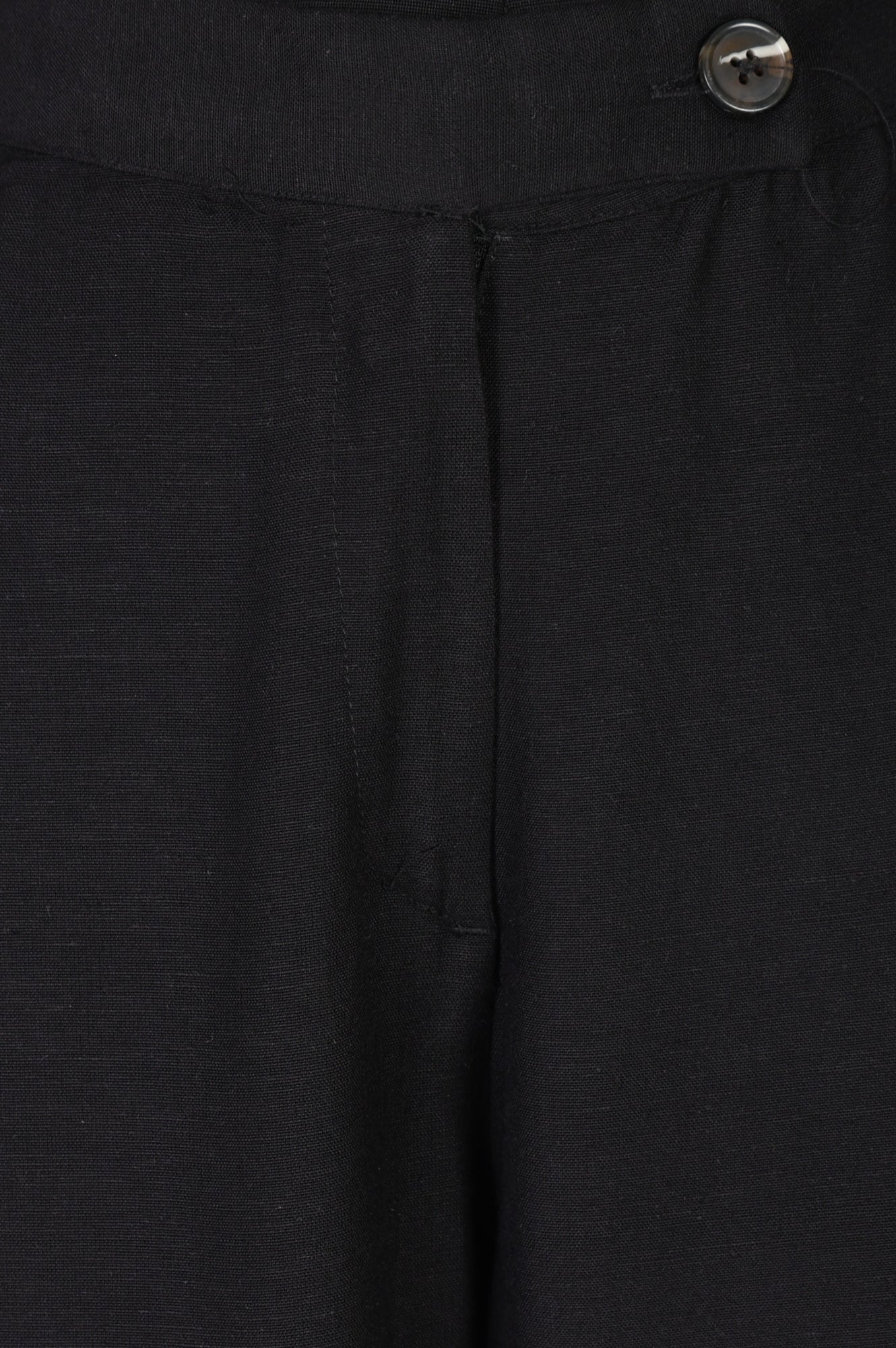 Black Solid Wide Leg Ankle Length Pants