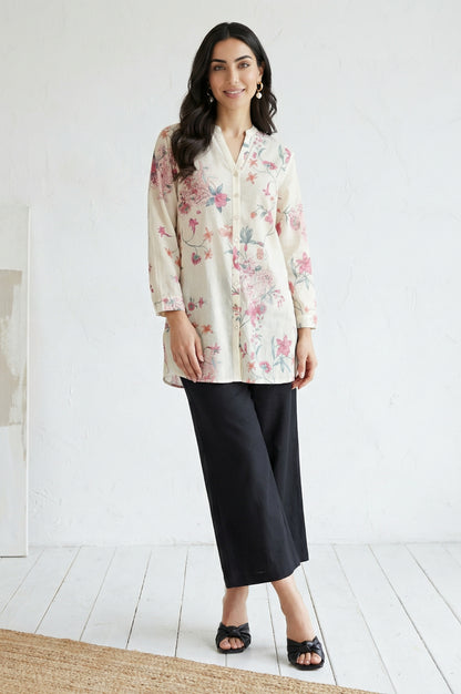Black Solid Wide Leg Ankle Length Pants