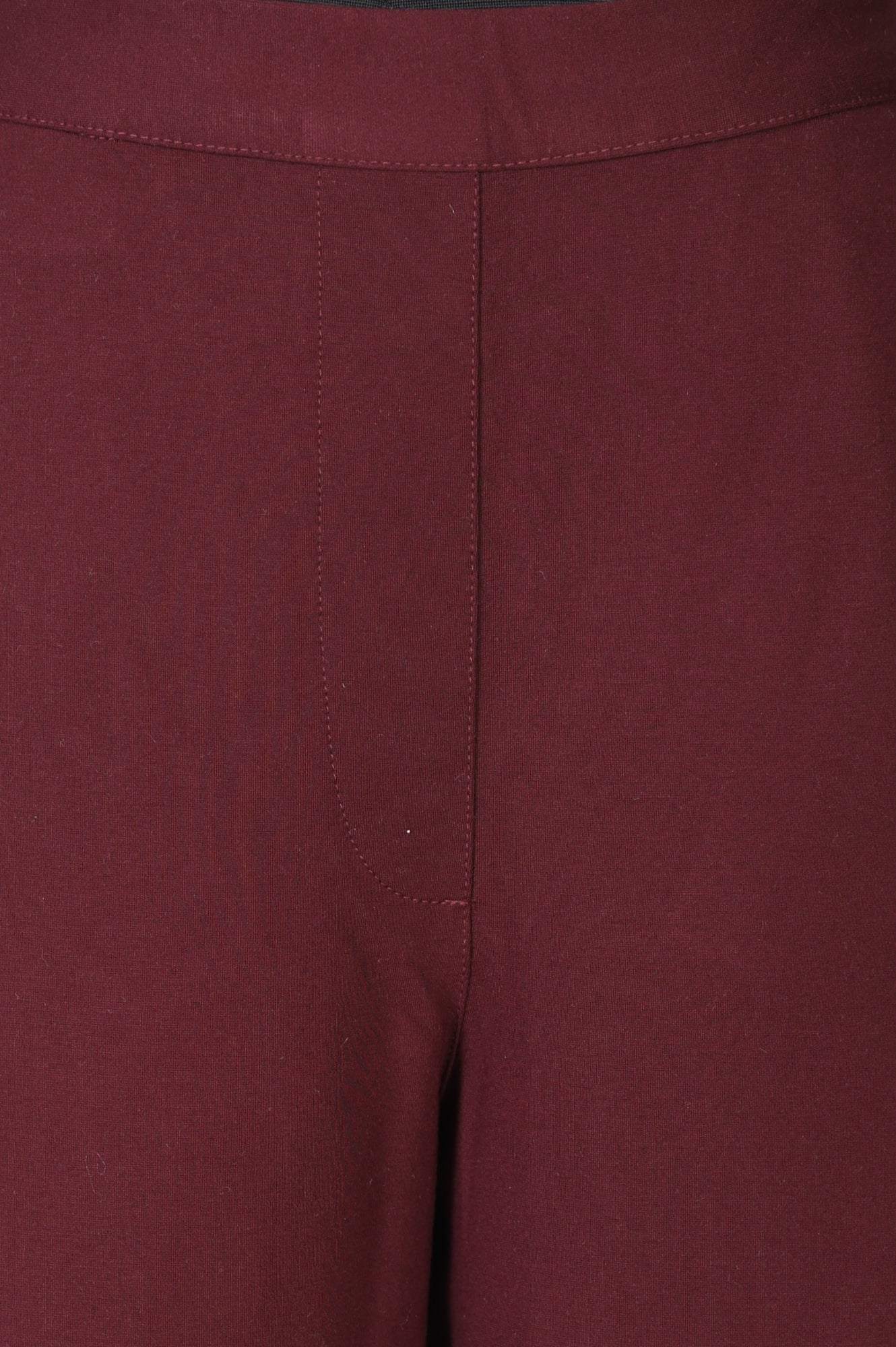 Maroon Solid Rayon Straight Fit Pants