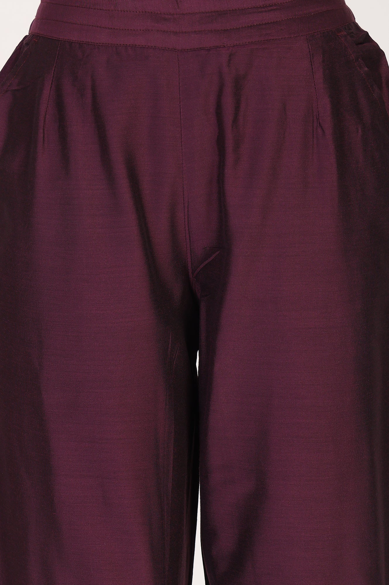 Wine Straight Fit Ankle Length Pants