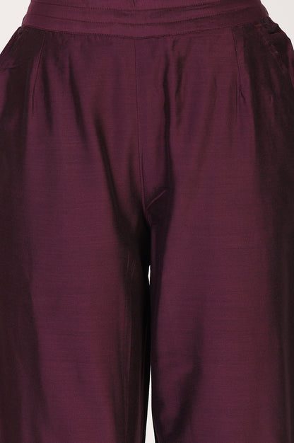 Wine Straight Fit Ankle Length Pants