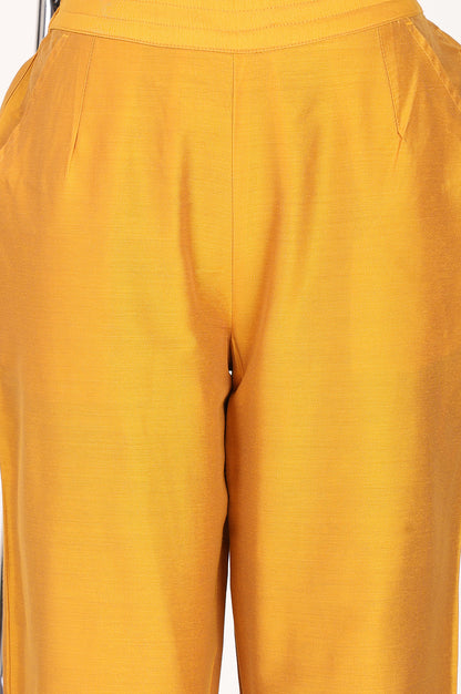 Mustard Straight Fit Ankle Length Pants