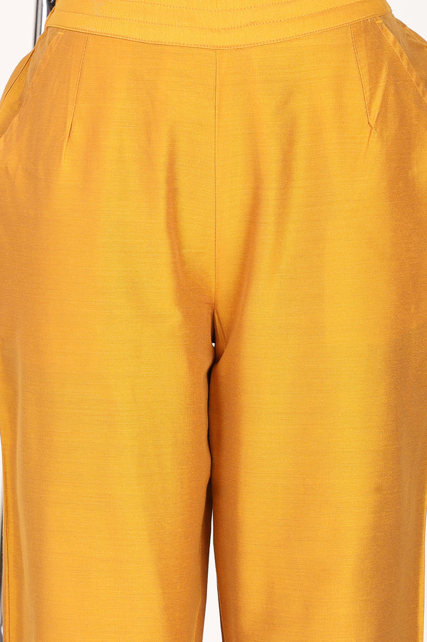 Mustard Straight Fit Ankle Length Pants
