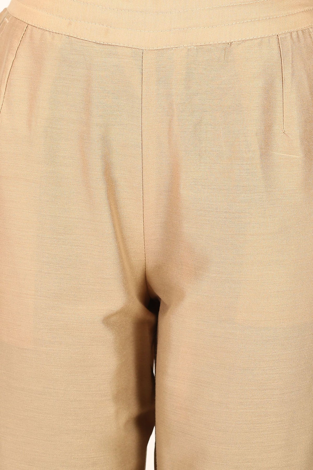 Gold Solid Straight Fit Ankle Length Straight Pant