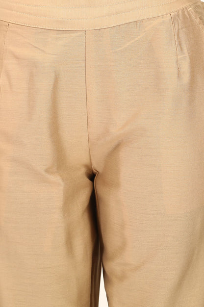 Gold Solid Straight Fit Ankle Length Straight Pant