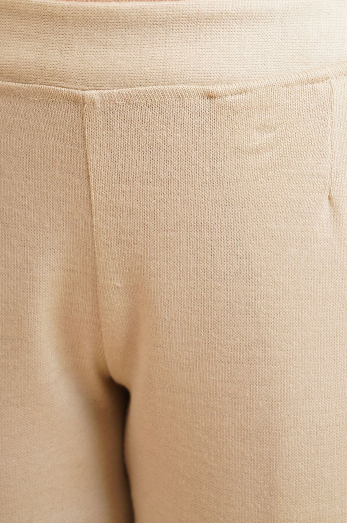 Beige Winter Solid Acrylic Straight Fit Ankle Length Mid Rise Pants