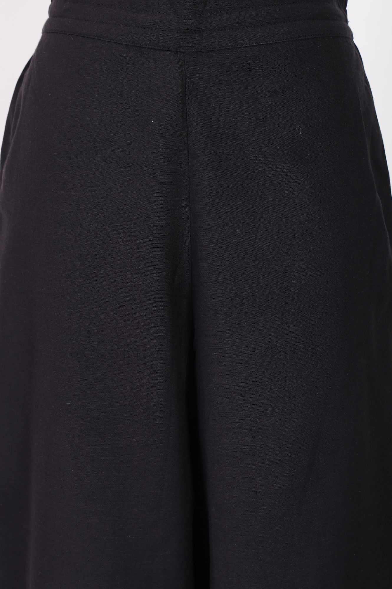 Black Solid Wide Leg Flared Pants