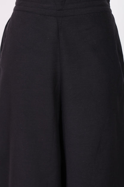 Black Solid Wide Leg Flared Pants