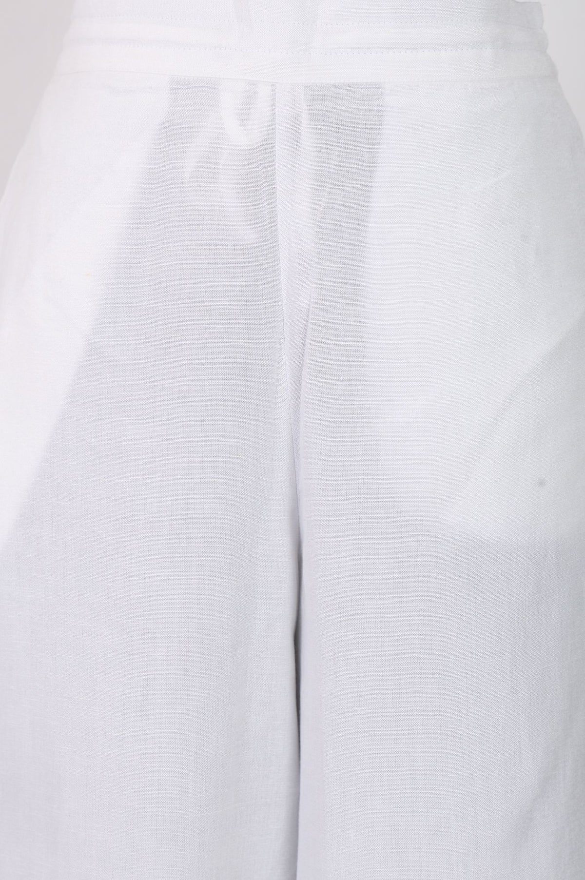 White Solid Wide Leg Flared Pants