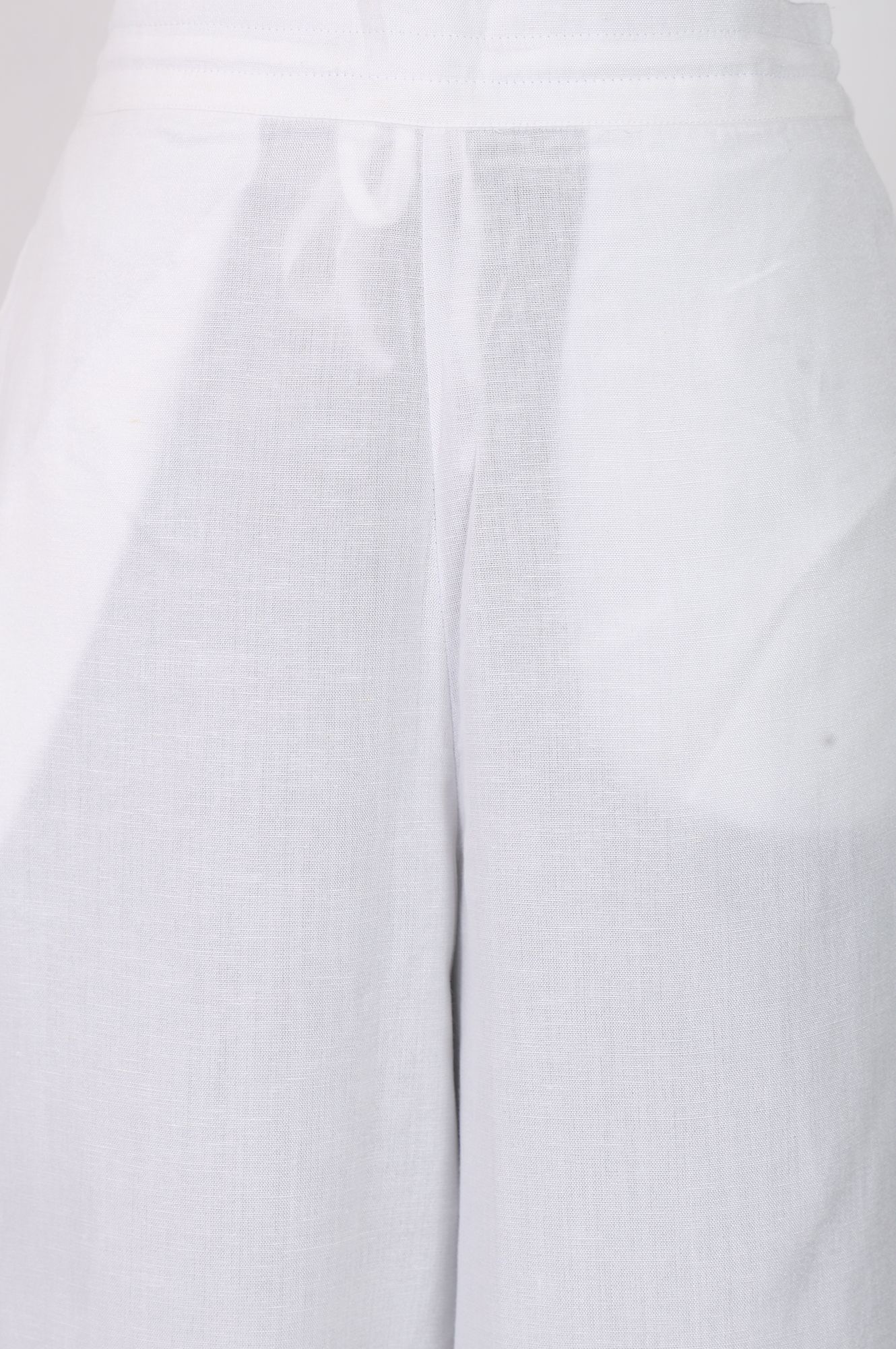 White Solid Wide Leg Flared Pants