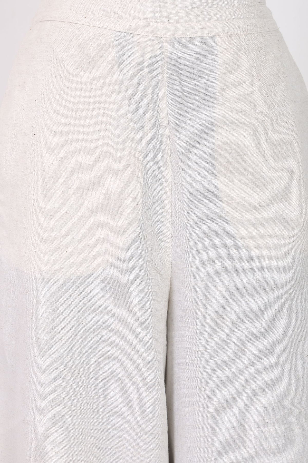 Off-White Solid Wide Leg Cropped Flared Pants