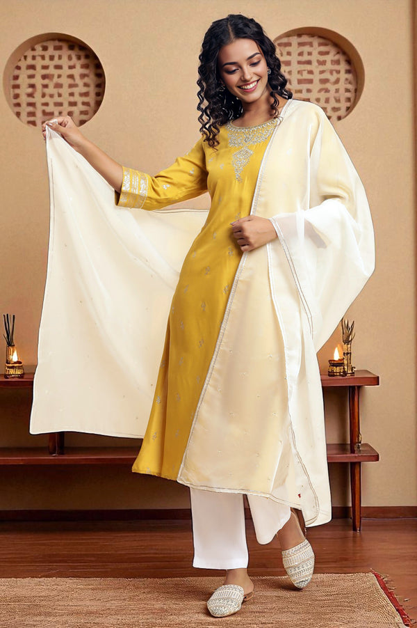 White Organza Dupatta With Gota And Sequin