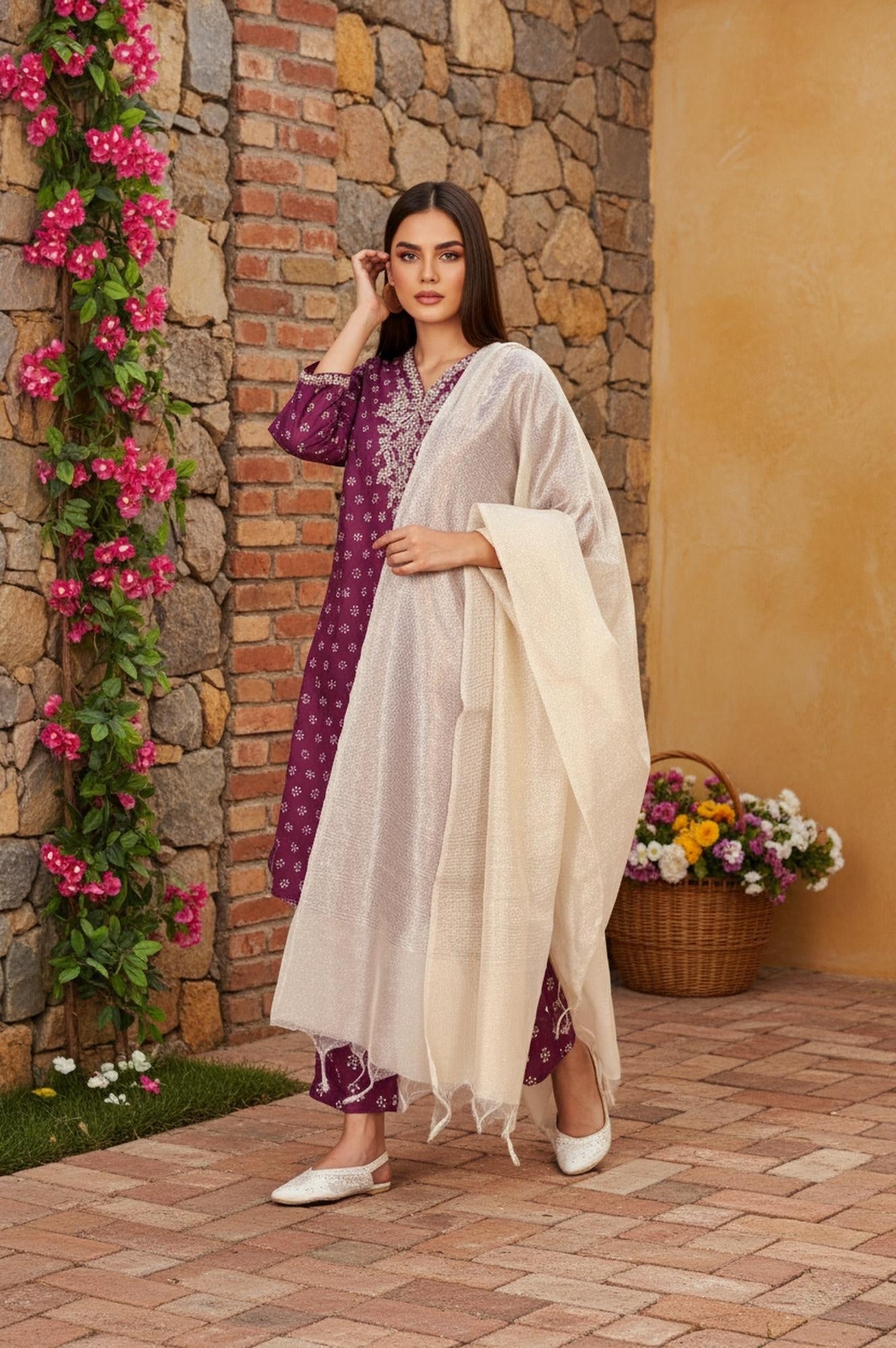 Gold Self-design Solid Zari Work Tissue Dupatta