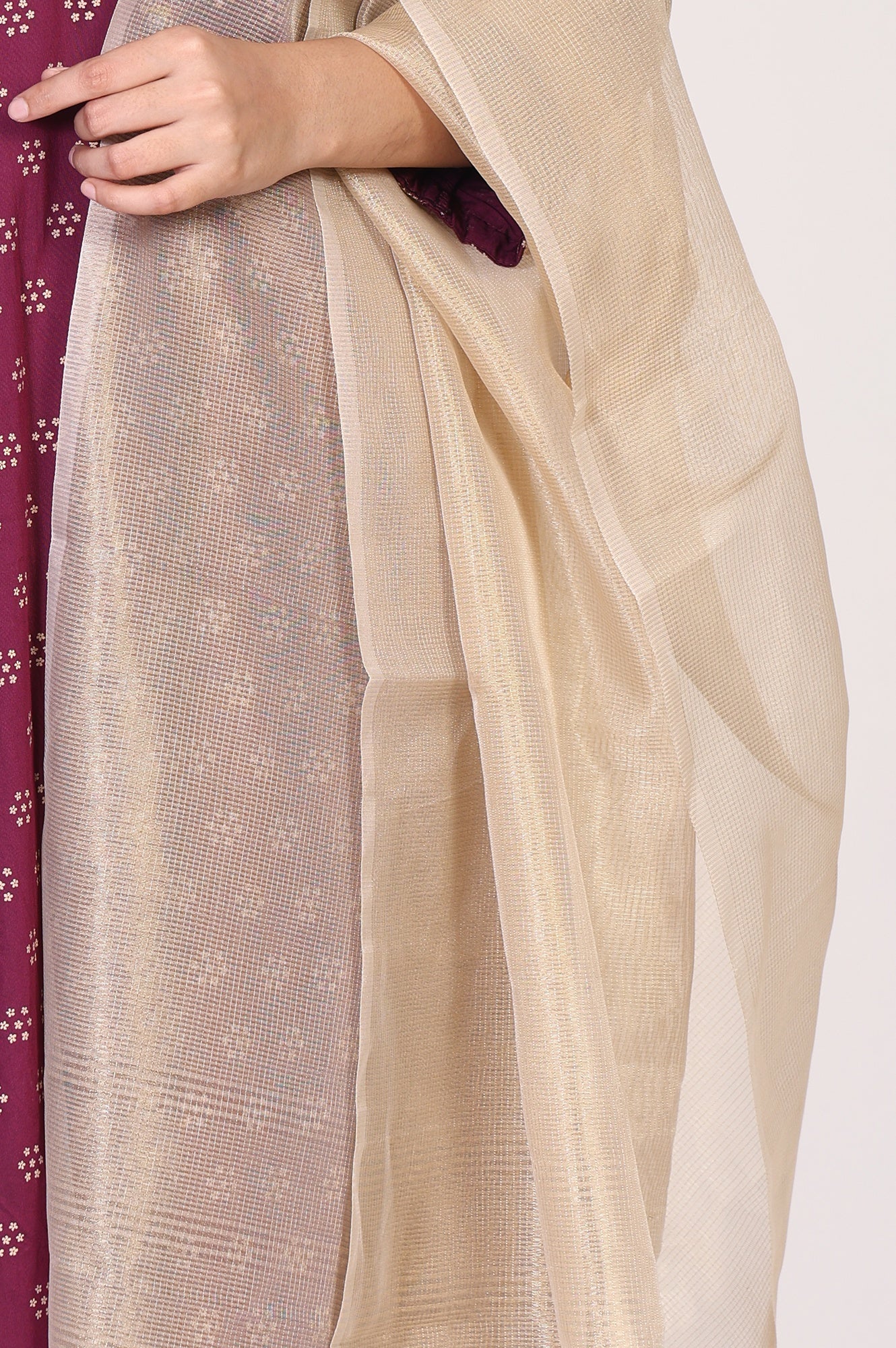 Gold Self-design Solid Zari Work Tissue Dupatta