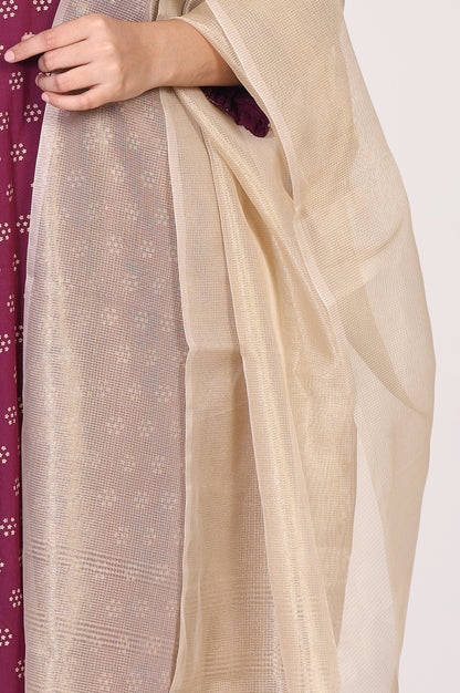 Gold Self-design Solid Zari Work Tissue Dupatta