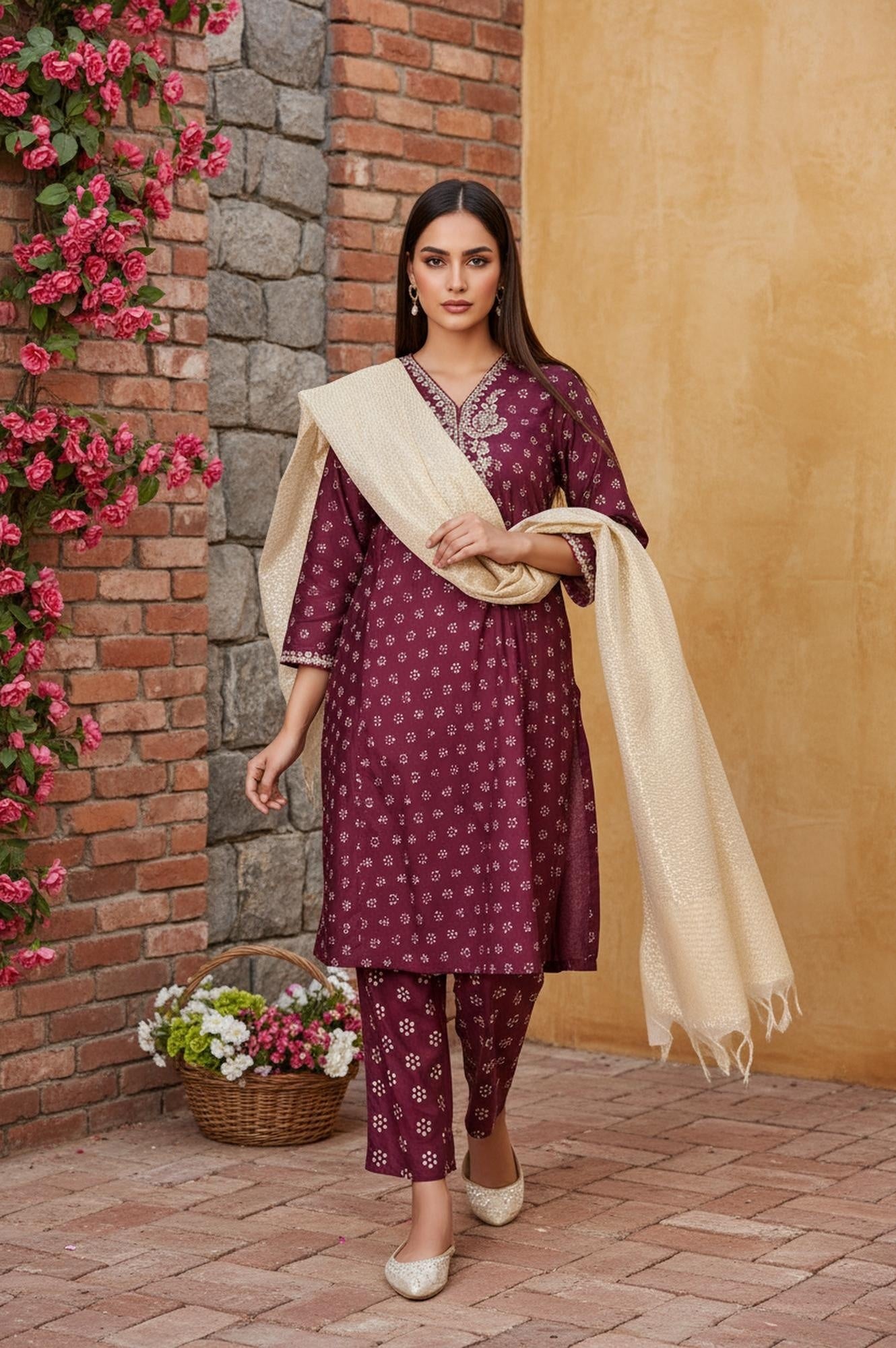Gold Self-design Solid Zari Work Tissue Dupatta