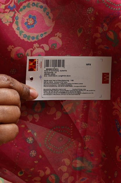 Fuchsia Pink Chintz Floral Printed Organza Dupatta