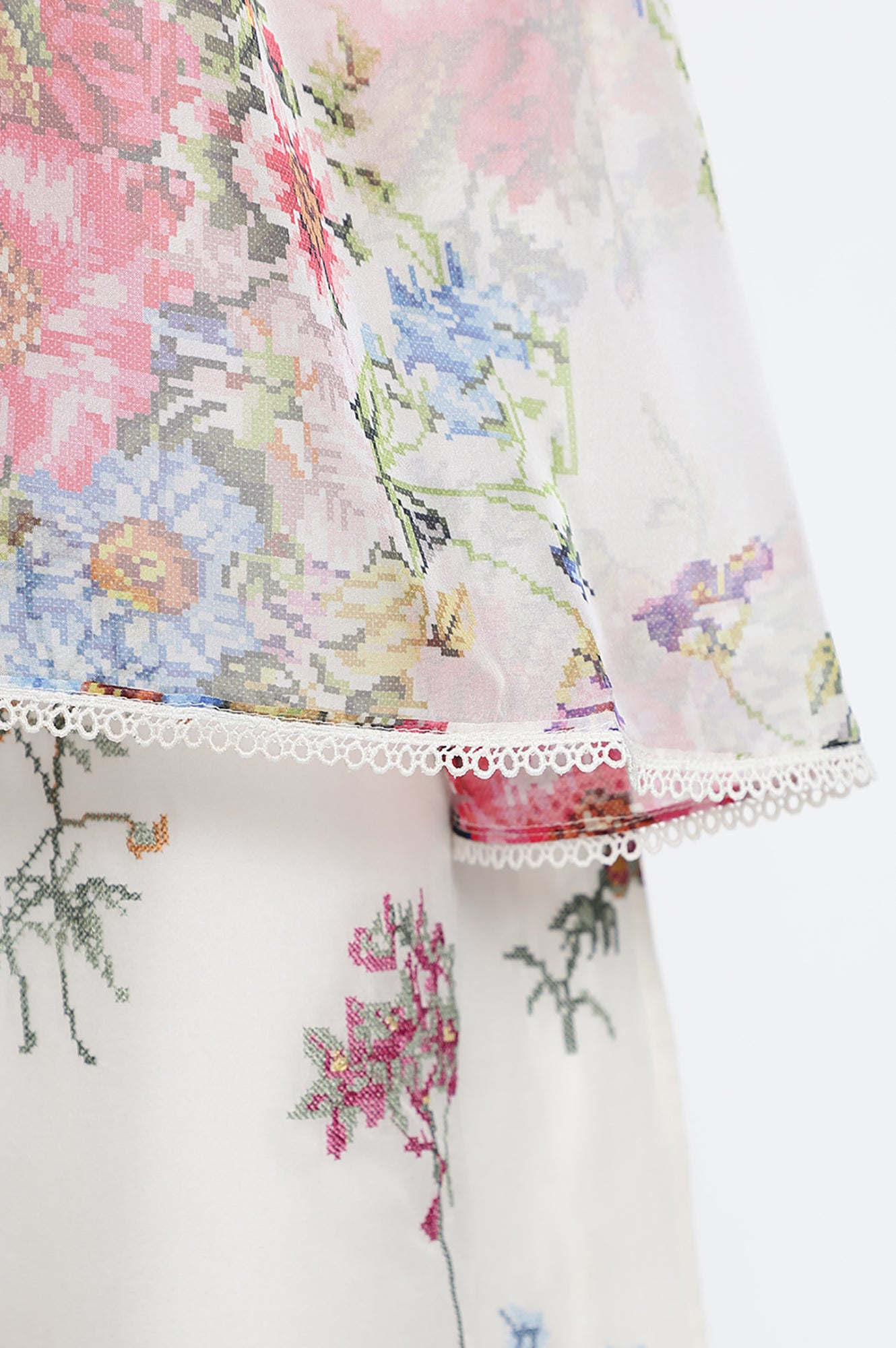 Ecru Printed Organza Dupatta