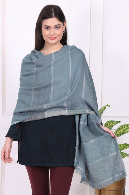 Blue Fringes Acrylic Winter Shawls