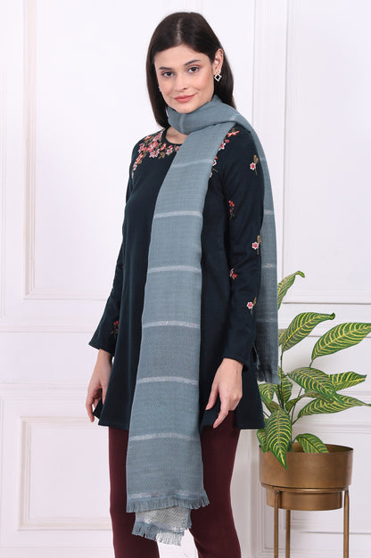 Blue Fringes Acrylic Winter Shawls