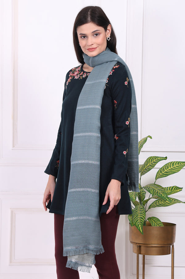Blue Fringes Acrylic Winter Shawls